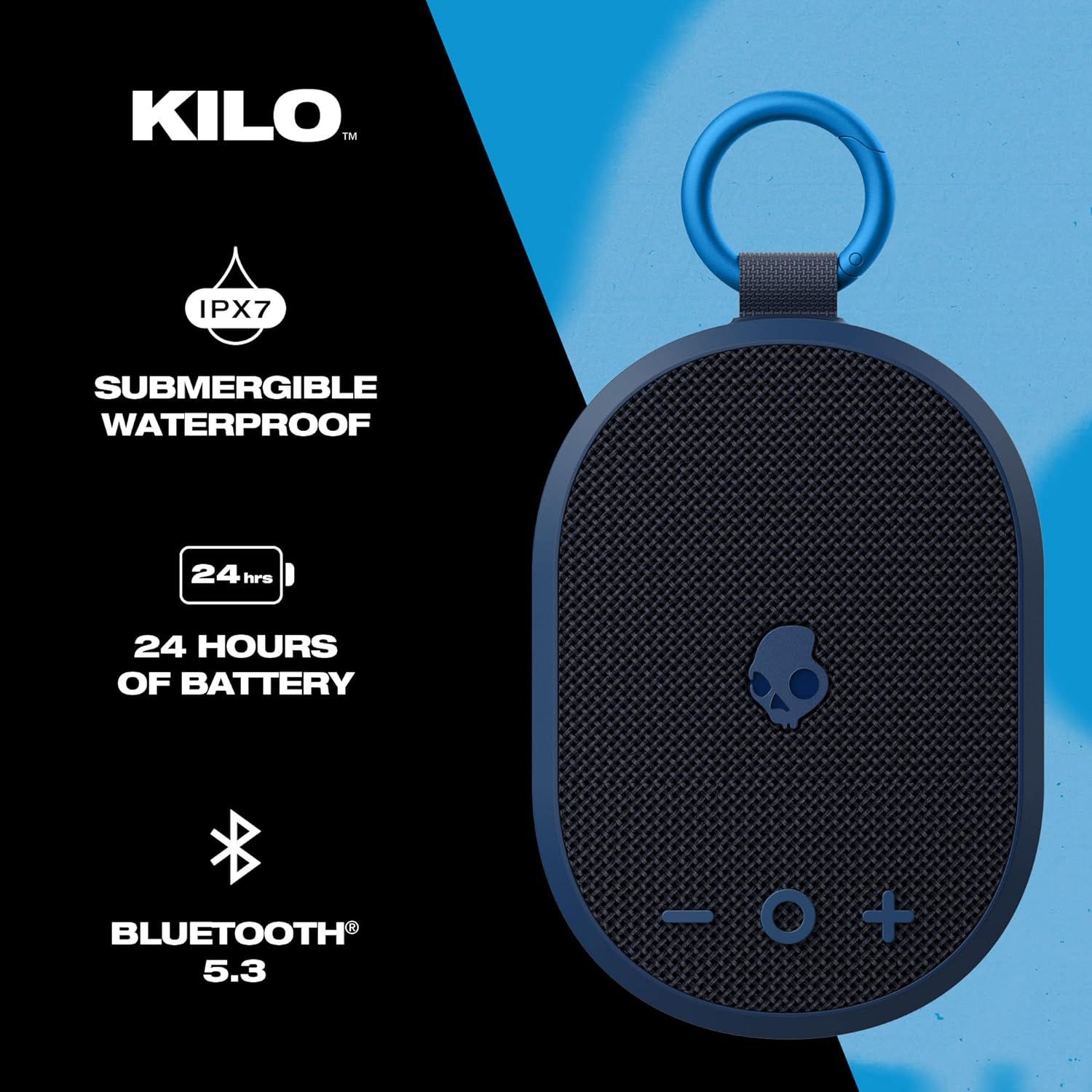 Skullcandy Kilo Wireless Bluetooth Speaker - IPX7 Waterproof with 24 Hour Battery,True Wireless Pairing