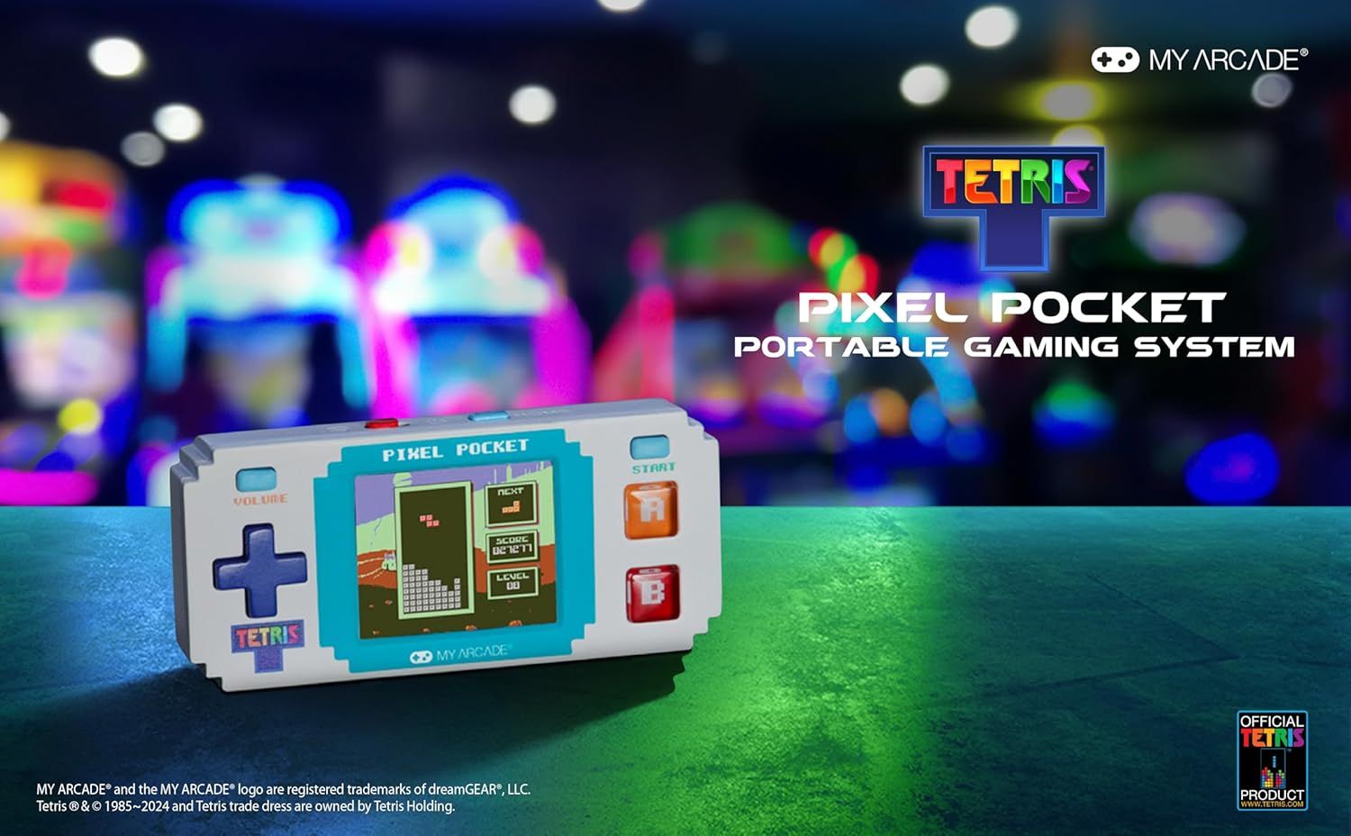 MY ARCADE Tetris Pixel Player: Officially Licensed Tetris Video Game, 10 Bonus Games, Portable Keychain Arcade, Game for Kids and Adults