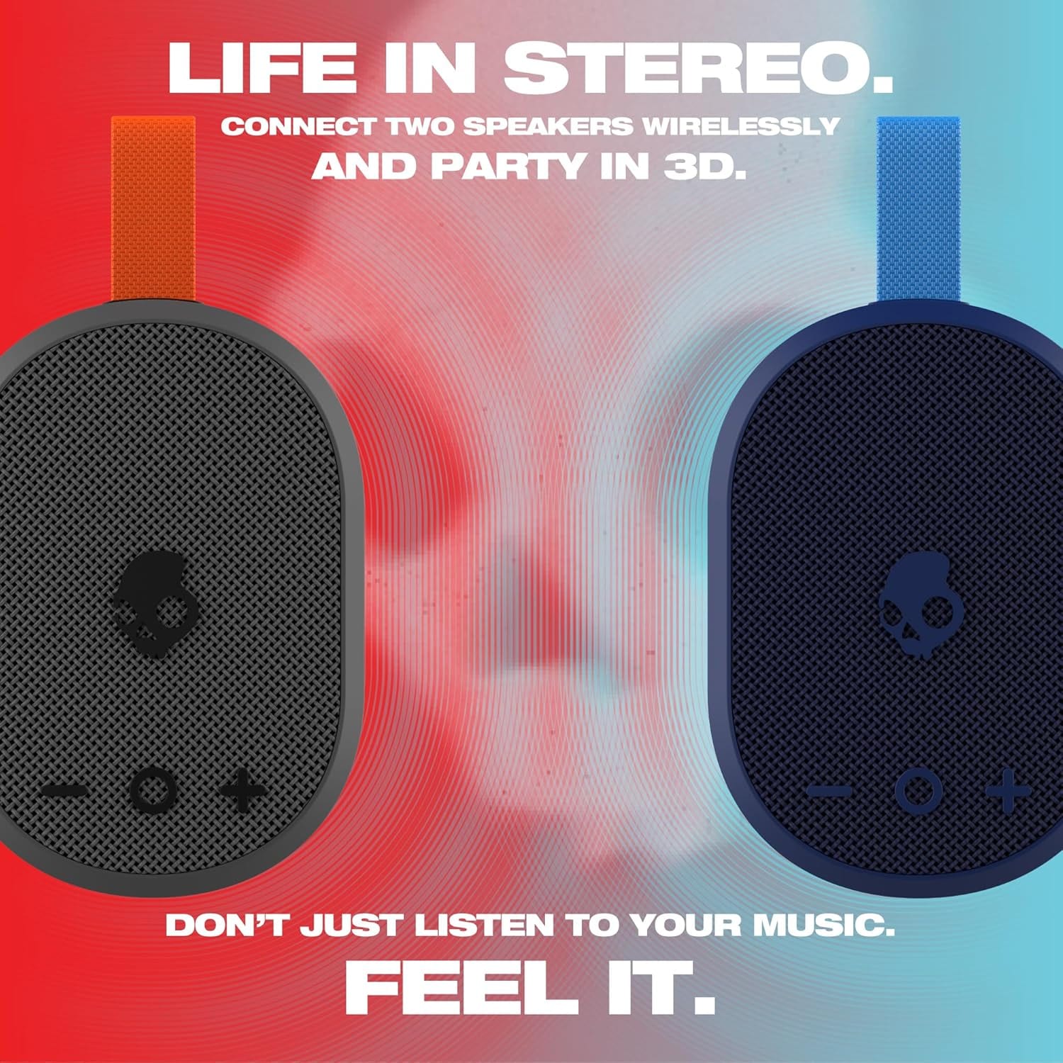 Skullcandy Ounce+ Wireless Mini Portable Bluetooth Speaker - IPX7 Waterproof, 16 Hour Battery, TWS,Nylon Carry Strap