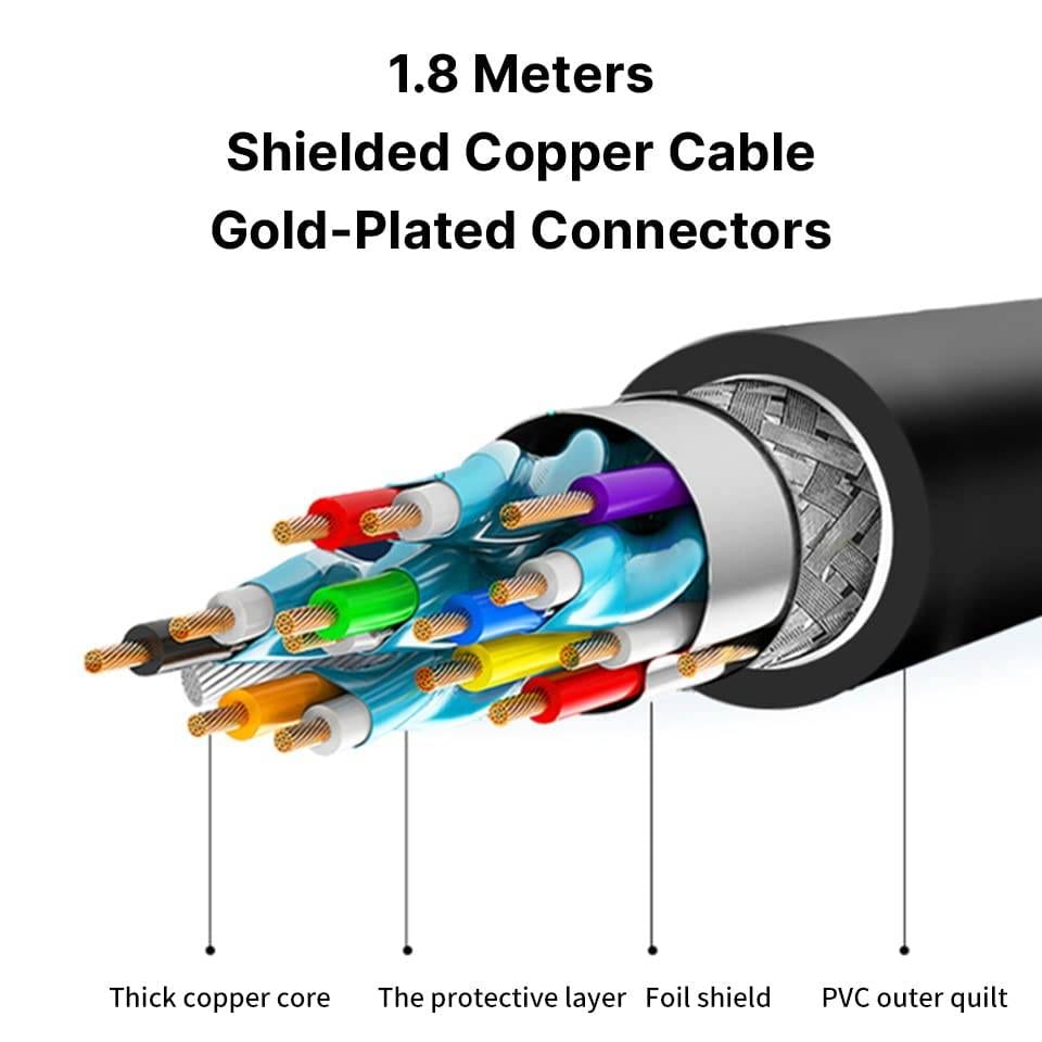 HDMI to VGA Adapter Cable 6ft, Gold-Plated Connectors - Compatible with Laptop, Monitor, Projector, TV, Xbox, Roku