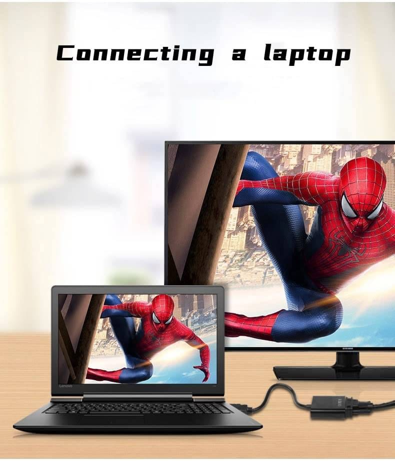 HDMI to VGA Adapter Cable 6ft, Gold-Plated Connectors - Compatible with Laptop, Monitor, Projector, TV, Xbox, Roku