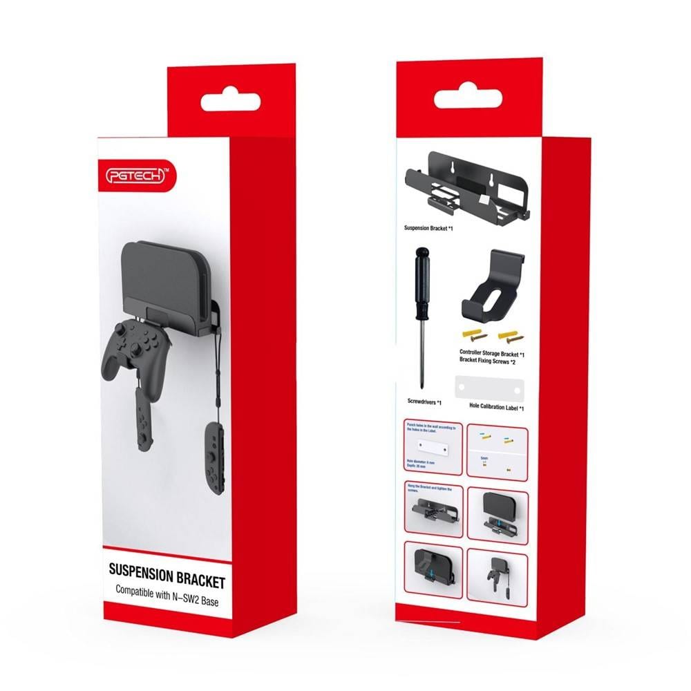 Nintendo Switch 2 Wall Mount Storage Rack - Suspension NS2 Bracket with Controller Hanger
