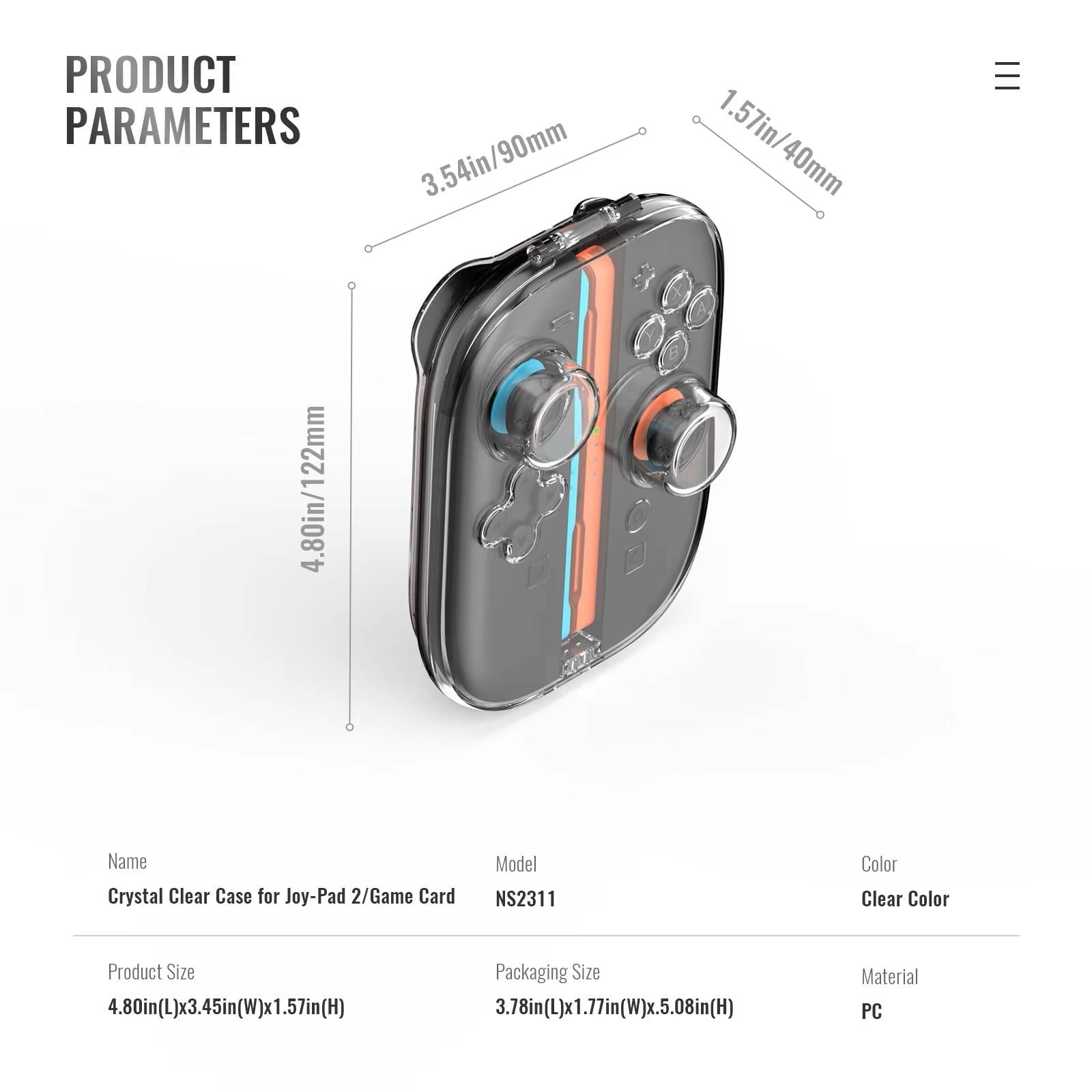 Nintendo Switch 2 Joy-Con Storage Case Transparent Hard Shell Protective Cover with Game Cards Storage