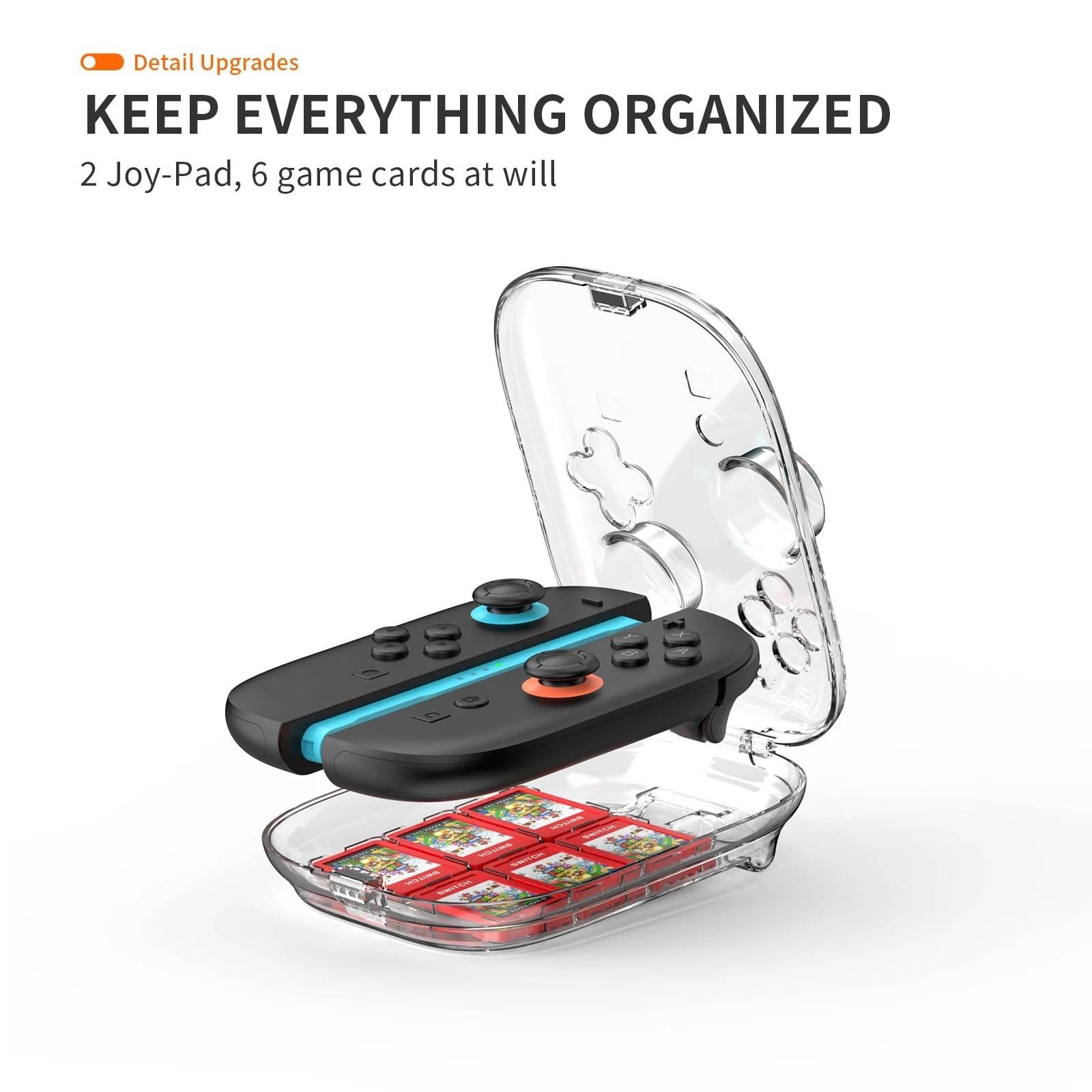 Nintendo Switch 2 Joy-Con Storage Case Transparent Hard Shell Protective Cover with Game Cards Storage