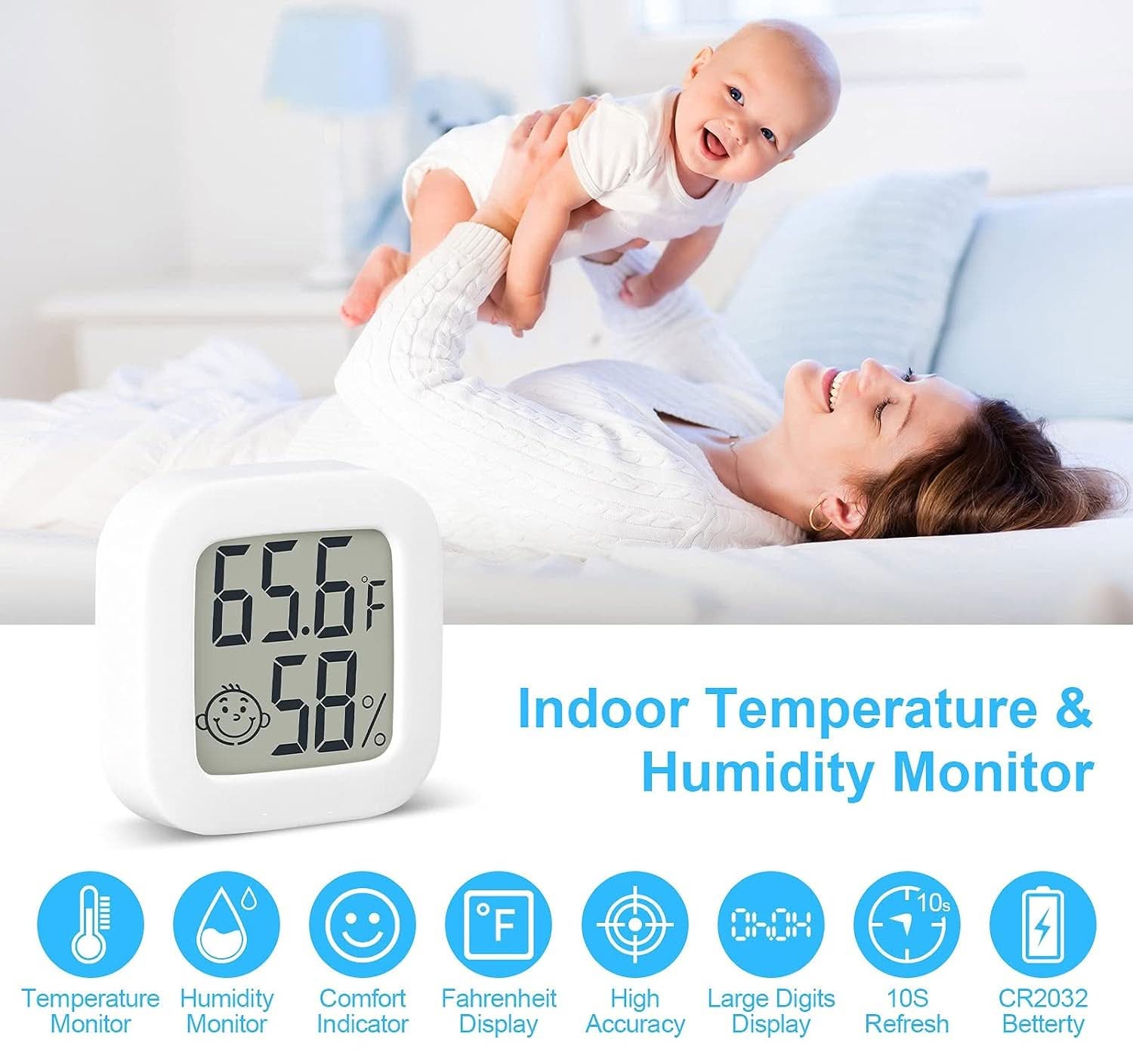 Safebros Indoor Thermometer - Humidity Gauge Meter Digital Hygrometer Room Thermometer for Home, Hight Accurate Temperature and Humidity Monitor for Greenhouse, Reptile, Humidors, Cellar, Office