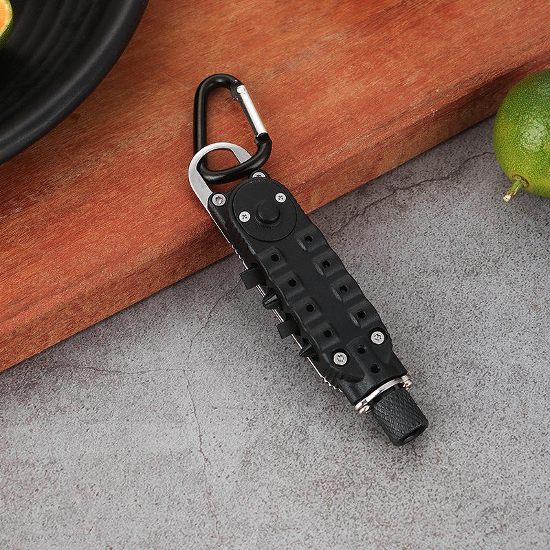 Safebros Outdoor Portable Stainless Steel EDC Tool Keychain Screwdriver LED Light Bottle Opener Carabiners for Camping