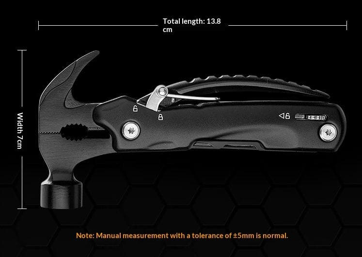 Safebros PF17 Multi-functional Knife Pliers Hammer Folding Portable Aluminum Claw Hammer Multi-Purpose Emergency Tool