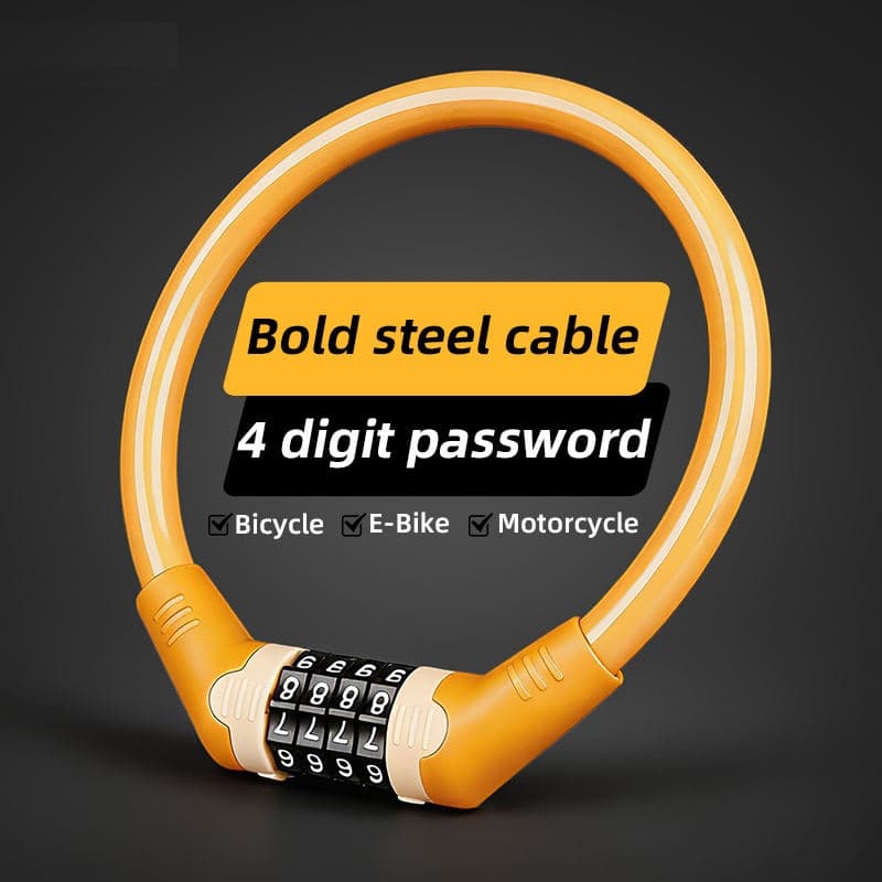 Safebros Durable Bicycle Lock Anti-Theft Password Ring Lock Fixed 4 Digit Code Combination Bicycle Security Lock