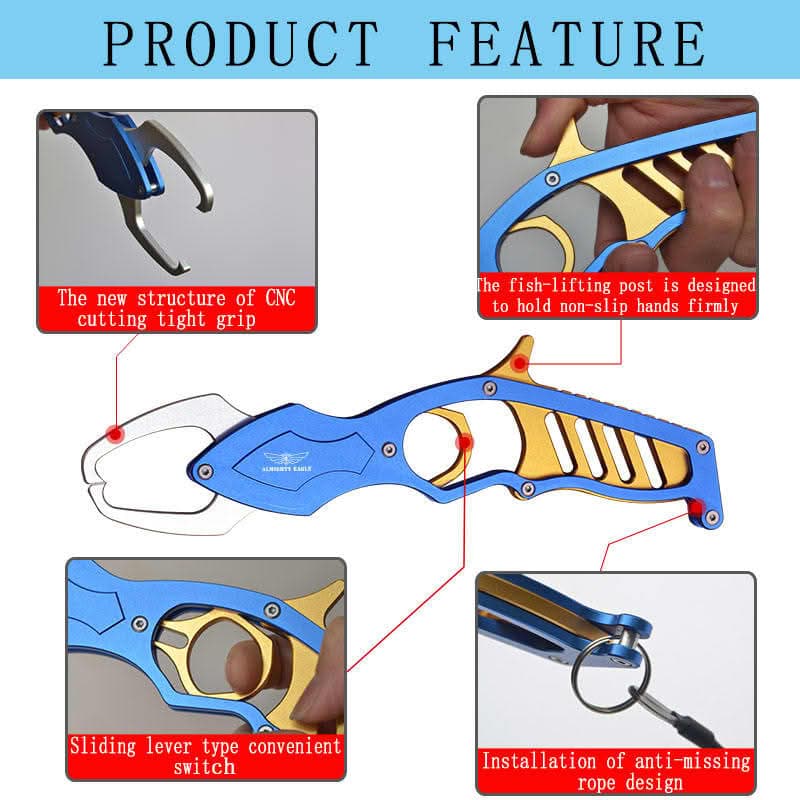 Safebros Aluminum Alloy Fish Lip Grabber Fishing Tool Plier with 4cm Mouth Width for Secure Grip Multi-Use Essential Fishing Accessory
