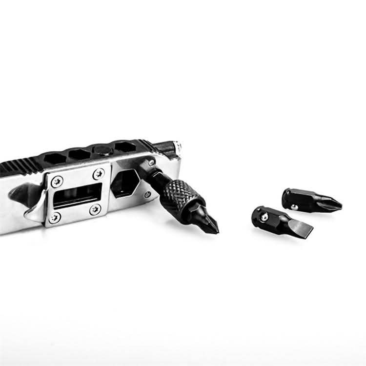 Safebros Outdoor Portable Stainless Steel EDC Tool Keychain Screwdriver LED Light Bottle Opener Carabiners for Camping