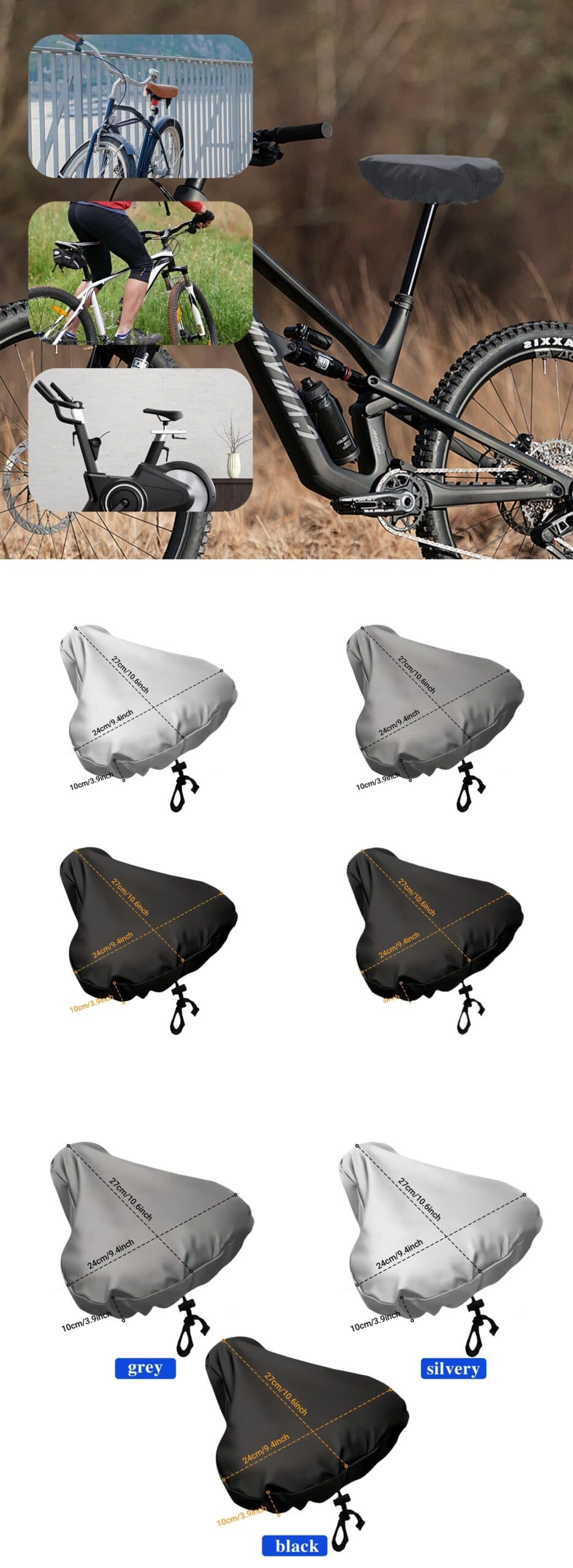 Safebros Waterproof Bicycle Saddle Rain Cover With Drawstring Closure for Mountain Bike and Road Bike Seat Protection Use