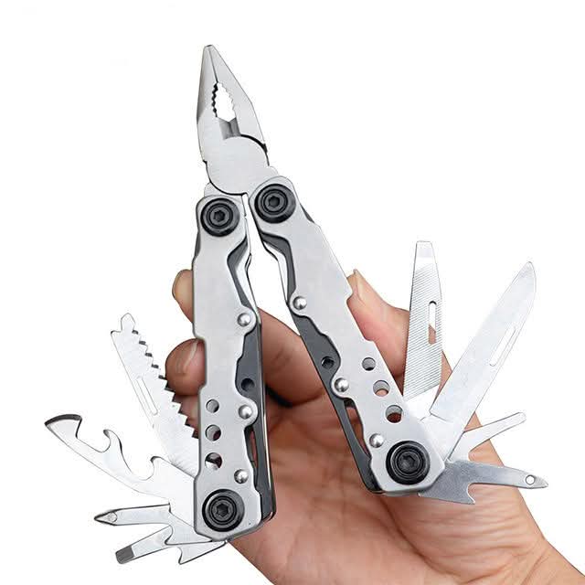Safebros Multi-Functional Industrial Grade Stainless Steel Tool Kit Pocket Folding Pliers with Wire Cutter Screwdriver and Blade