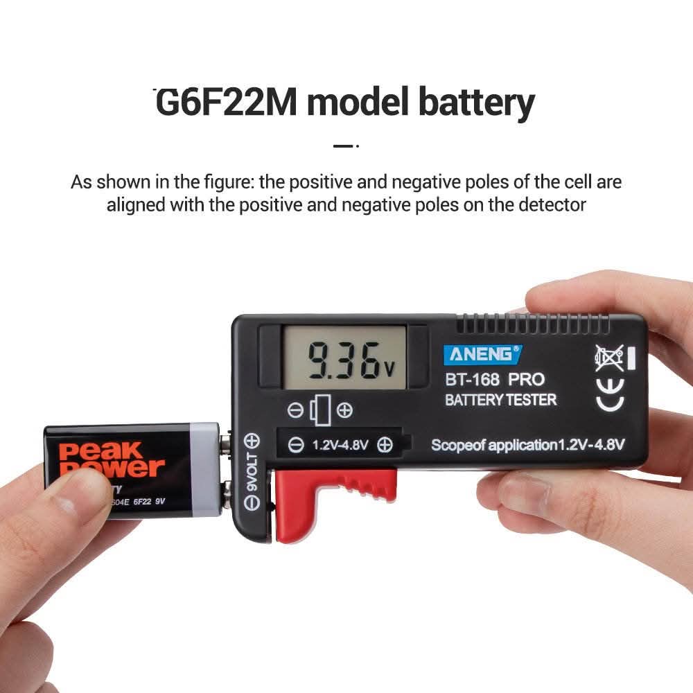 Safebros Digital Battery Tester Volt Checker for AA AAA C D 9V 1.5V Button Cell BT-168D LCD/Analog Display