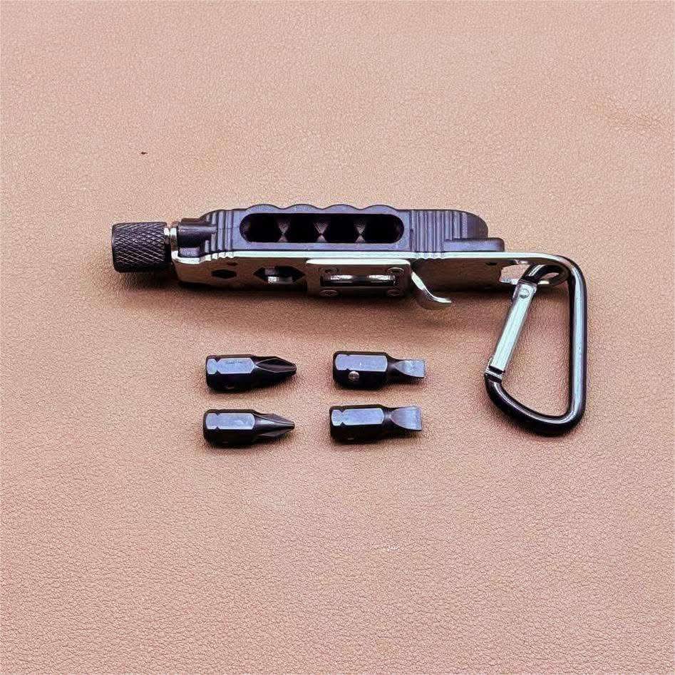 Safebros Outdoor Portable Stainless Steel EDC Tool Keychain Screwdriver LED Light Bottle Opener Carabiners for Camping