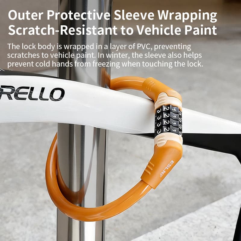 Safebros Durable Bicycle Lock Anti-Theft Password Ring Lock Fixed 4 Digit Code Combination Bicycle Security Lock