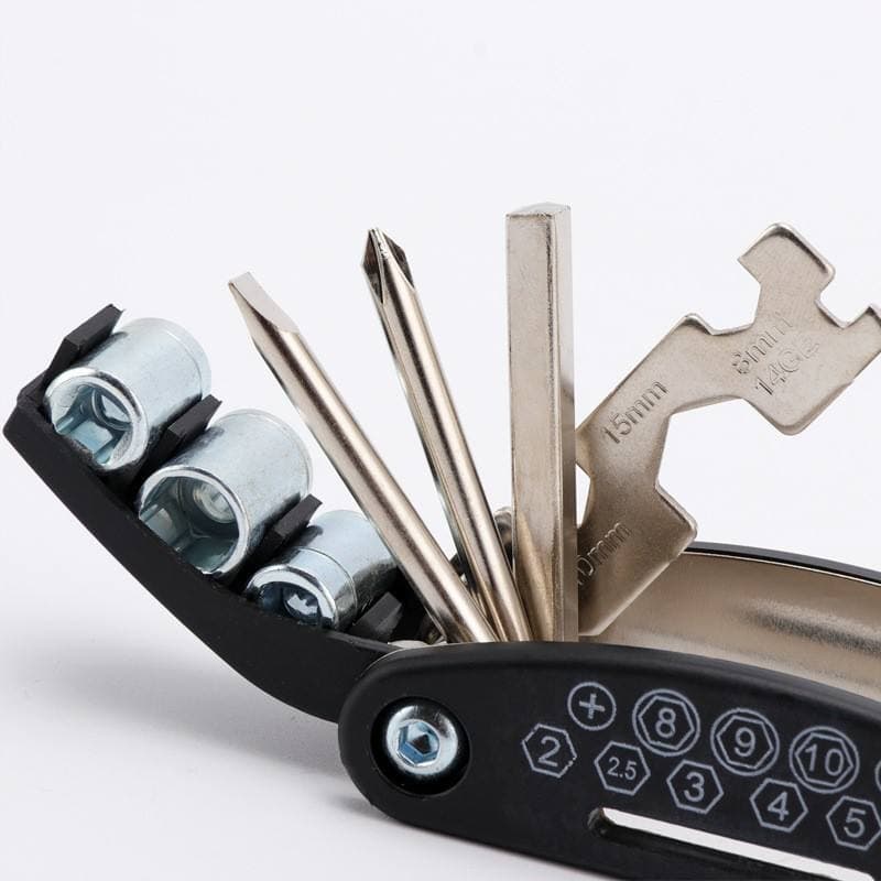 Safebros 16 in 1 Customizable Multifunctional Bike Repair Tool Set Metal Folding Screwdrivers Hex Keys for Mountain Road Bikes