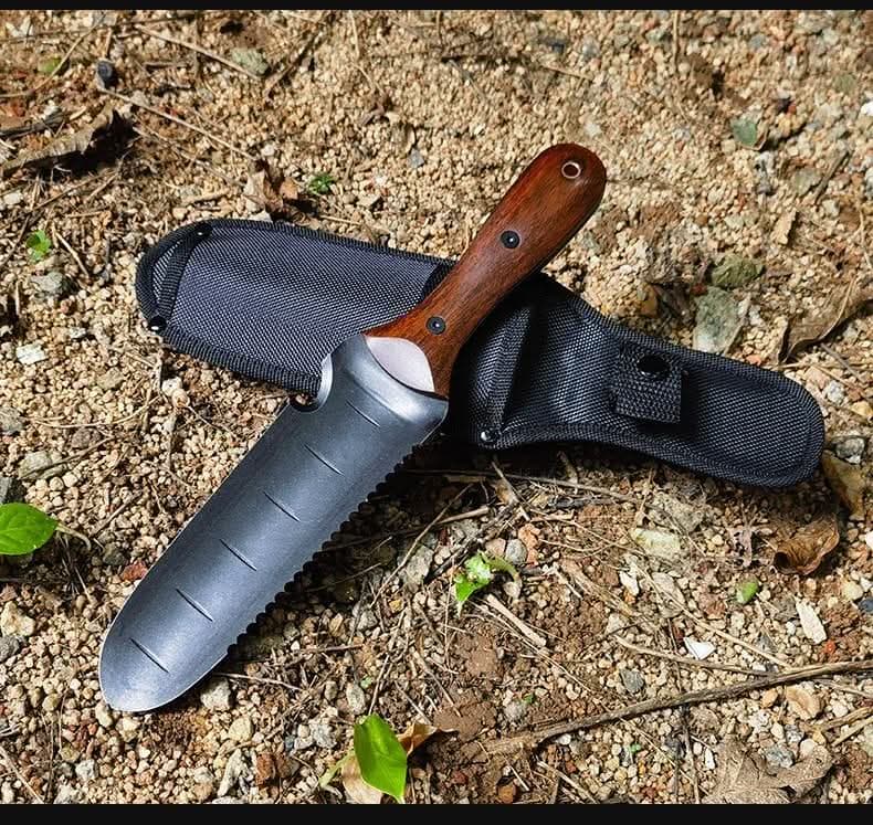 ALMIGHTY EAGLE Outdoor Hand Shovel Knife Stainless Steel Multifunctional Garden Shovel Wooden Handle 12" Size 100-110 Blade Angle Snow