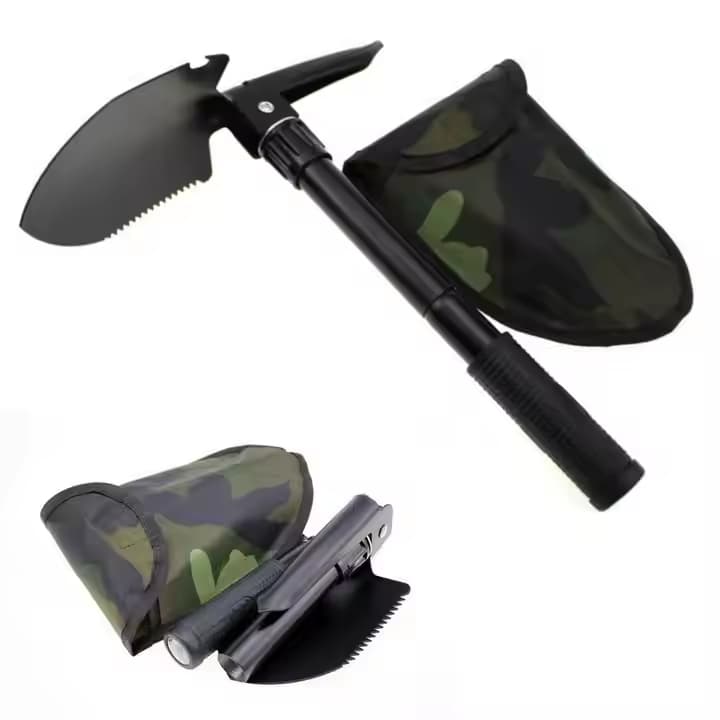 Safebros Small Portable Industrial Grade Multi-Function Folding Snow & Garden Shovel with Squared Blade for Self-Defense and Outdoor Camping Use