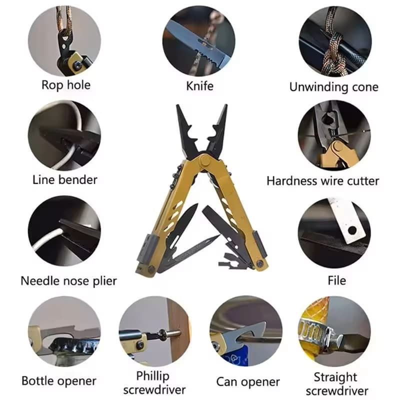Portable Folding Multi-Function Combination Pliers All-Steel Large-Sized Pliers Outdoor Self-Defense Camping Equipment