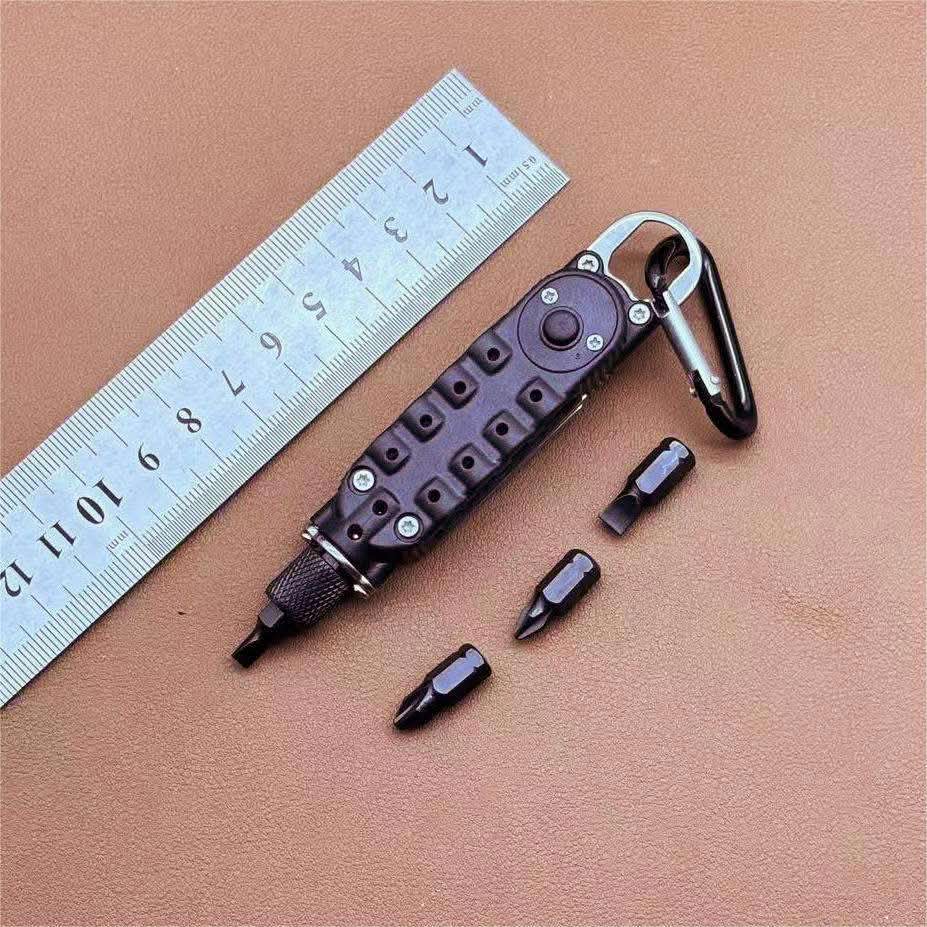 Safebros Outdoor Portable Stainless Steel EDC Tool Keychain Screwdriver LED Light Bottle Opener Carabiners for Camping