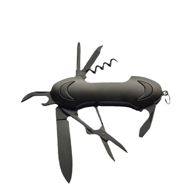 Safebros Titanium Black Mini Swiss Pocket Knife Keychain Comfort Grip Multi-Function Folding Blade Stainless Steel Material