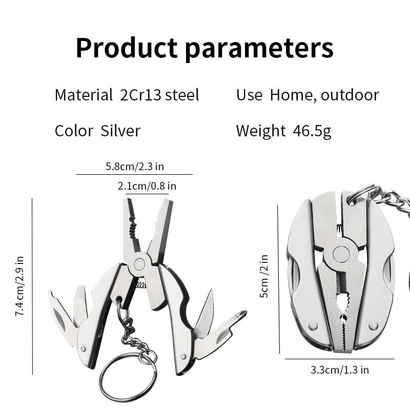 Mini Multitool Keychain Set - Multifunctional All In One Pocket Tool - 6-in-1, Plier, Wire Strippers, Phillips Screwdriver, Knife, File & Flat, With Carry case