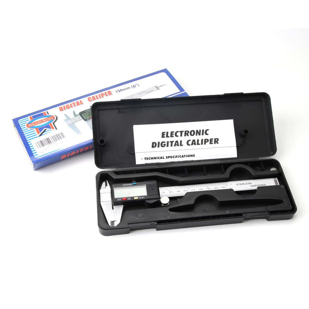 Safebros Caliper Measuring Tool, Qfun Vernier Digital Caliper Stainless Steel 6 Inch/150mm, Digital Micrometer Waterproof, Easy Switch from Inch to Millimeter, Large LCD Screen