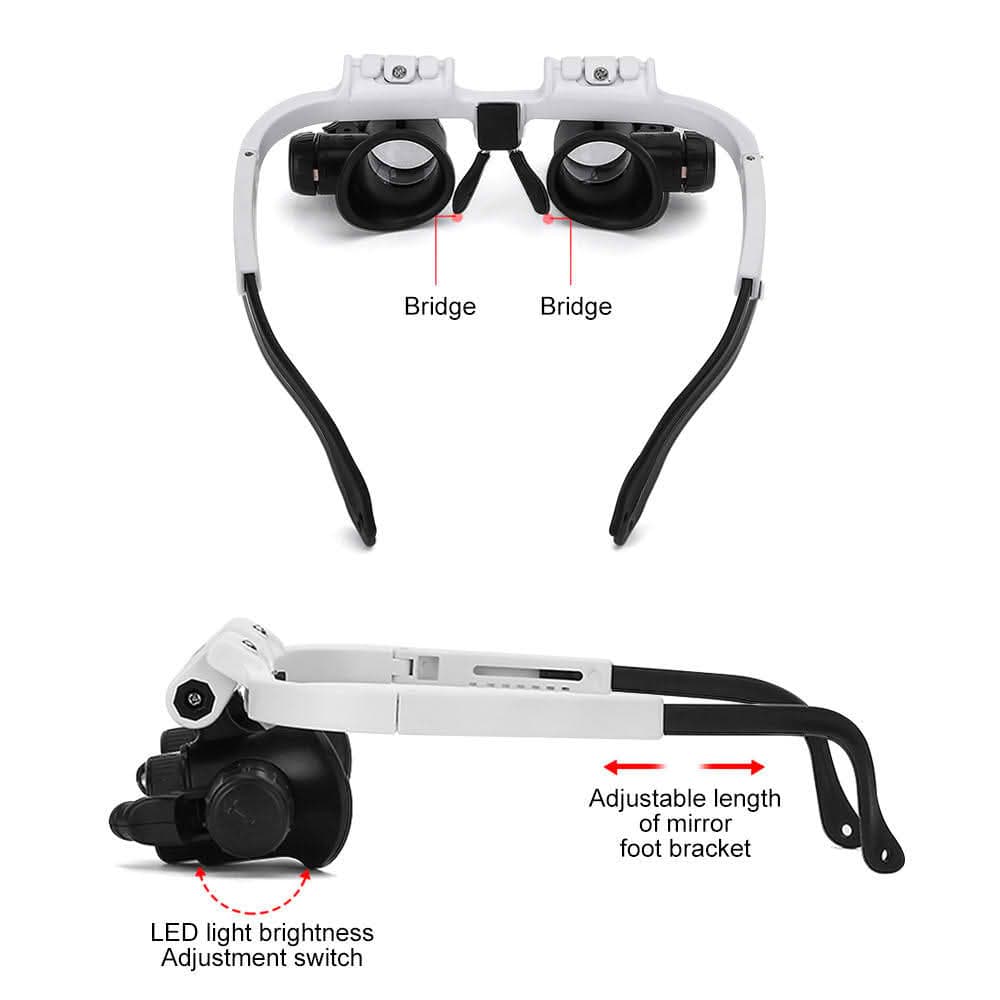 Safebros Magnifying Glasses 8X 15X 23X Magnifier LED Headband Glass Eye Magnifying Repair Tool Watchmaking Jewelry Necklace Magnifier Glasses Beading Biology Loupe Microscope