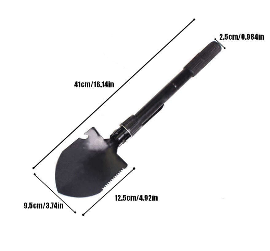 Safebros Small Portable Industrial Grade Multi-Function Folding Snow & Garden Shovel with Squared Blade for Self-Defense and Outdoor Camping Use