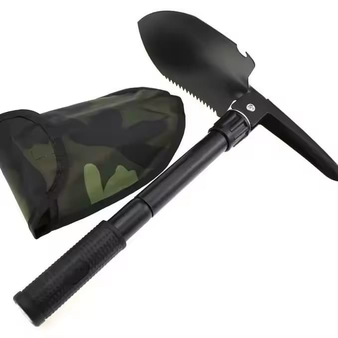 Safebros Small Portable Industrial Grade Multi-Function Folding Snow & Garden Shovel with Squared Blade for Self-Defense and Outdoor Camping Use