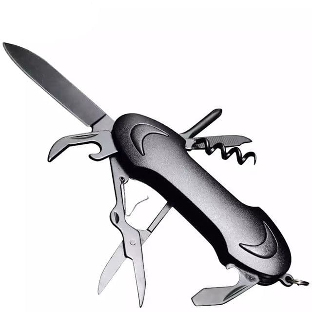 Safebros Titanium Black Mini Swiss Pocket Knife Keychain Comfort Grip Multi-Function Folding Blade Stainless Steel Material