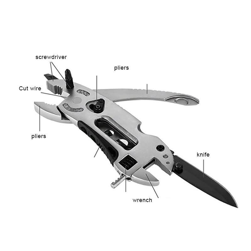 Safebros High Quality Survival Emergency Spanner Hand Multitool Multi-functional Adjustable Wrench Tools Plier