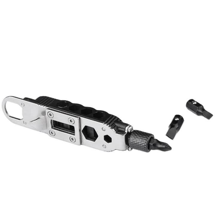 Safebros Outdoor Portable Stainless Steel EDC Tool Keychain Screwdriver LED Light Bottle Opener Carabiners for Camping