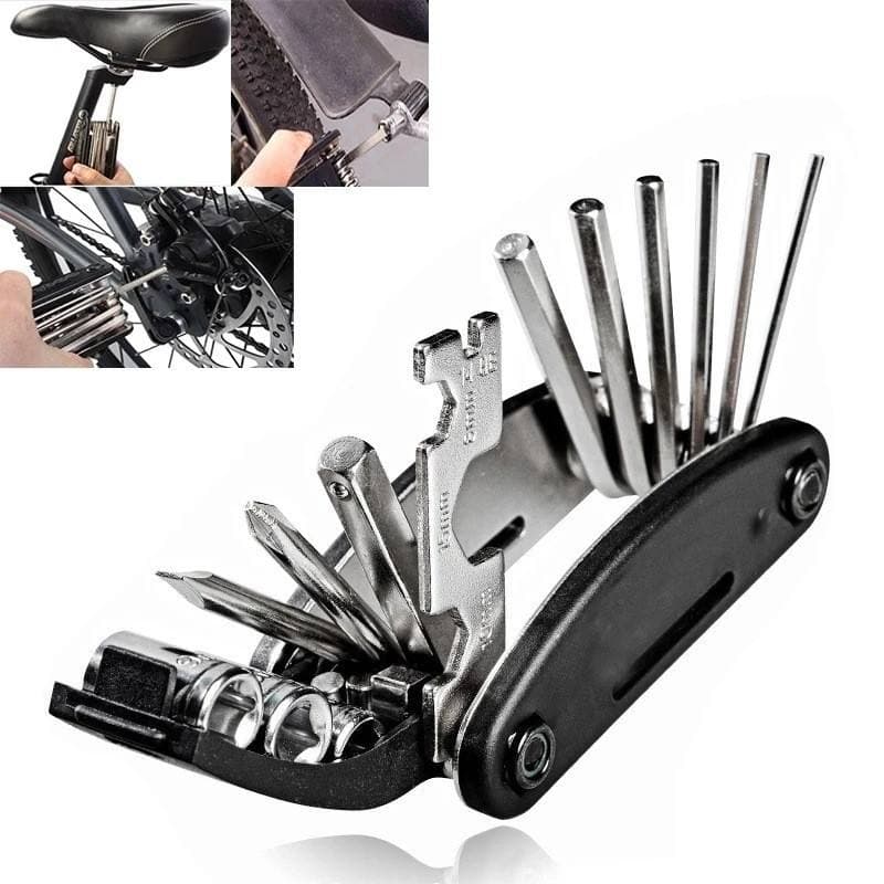 Safebros 16 in 1 Customizable Multifunctional Bike Repair Tool Set Metal Folding Screwdrivers Hex Keys for Mountain Road Bikes