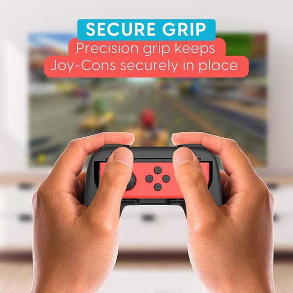 Grips for Nintendo Switch Joycon Controller 2 Pack - Game Accessories Joy-Con Handheld Joystick Remote Control Holder Joy Con Kit - Black