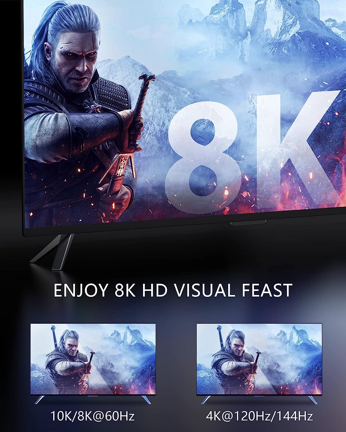 Safebros Premium HDMI Cable -8K 2.1&4K 2.0 -Certified UHD Speed 4K@120Hz 8K@60Hz,Dolby&DTS:X,HDR 10-Xbox/TV/PS5/HDTV