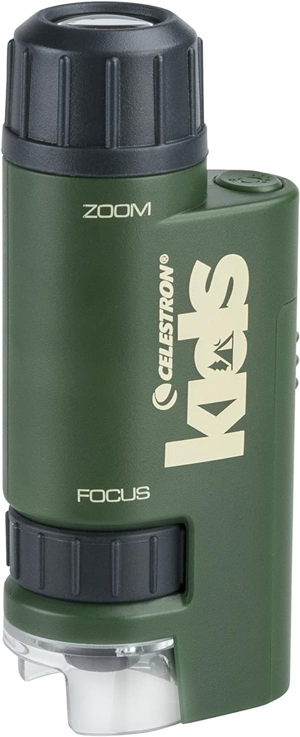 Celestron Kids Pocket Zoom Microscope Let Your Child Explore The World, Green - Children Micro scope (44116)