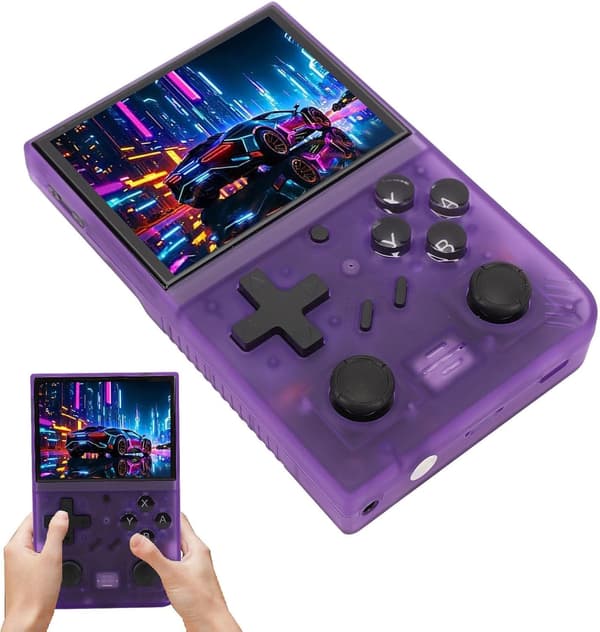 D-R35PLUS Handheld Game Console, 10,000+ Games Optional, Built in Emulators, 3.5 Inch IPS Screen 4 Core 1.5 GHZ Pocket Gaming Console