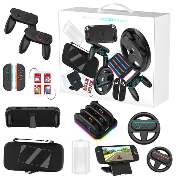 Nintendo Switch 2 Accessory Set Gift Box: Carry Bag+Handle+Steering Wheel+Card Box+Tempered Glass+Protective Case