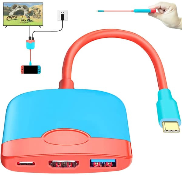 Nintendo Switch 1/2 Dock, Switch Docking Station for NS1/NS2, Portable TV Adapter 4K/60HZ Switch2 TV Switch2/1/OLED