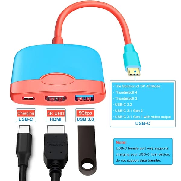 Nintendo Switch 1/2 Dock, Switch Docking Station for NS1/NS2, Portable TV Adapter 4K/60HZ Switch2 TV Switch2/1/OLED