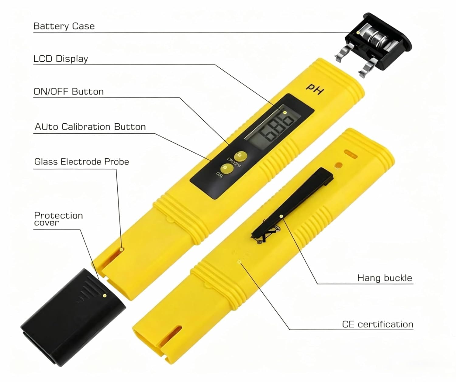 Safebros Digital pH Meter Tester Pen for Water, Pre-Calibrated, High Accuracy ±0.01, 0–14 pH Range, Pocket Size for Drinking Water, Pool, Aquarium & Hydroponics
