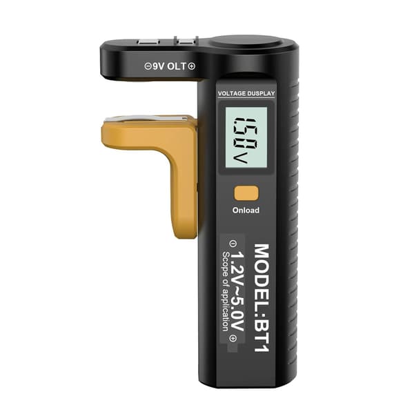 Battery Tester Checker,LCD Digital Display Battery Voltage Detector,Universal Battery Checker for AA AAA C D 9V Battery 1.2V-5.0V