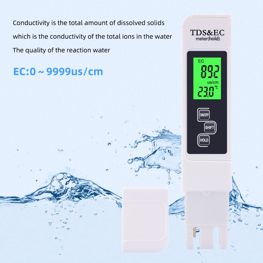 Safebros 3 in 1 TDS Meter, EC/TDS/Temperature, Water Tester for Drinking Water, RO/DI, Water Hardness Tester Digital, 0-999 PPM for Aquarium, Pool, Tank