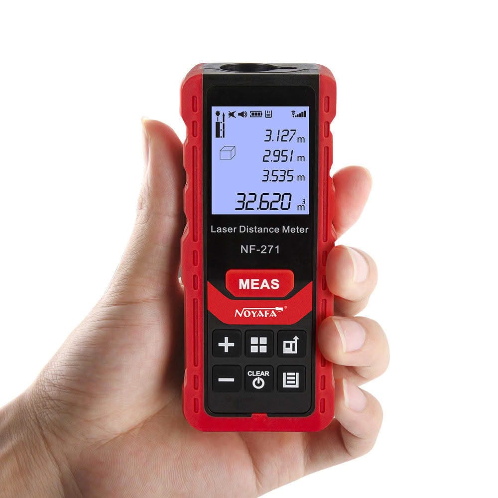NF-271 Laser Distance Meter 50M/165ft, Silent Laser Range Finder, M/in/Ft Unit Switching, Backlit LCD Display, Measure Distance, Pythagorean, Area and Volume