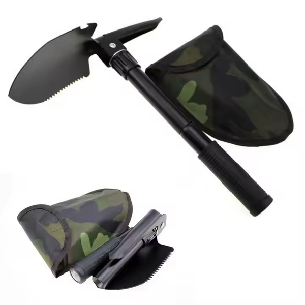 Safebros Small Portable Industrial Grade Multi-Function Folding Snow & Garden Shovel with Squared Blade for Self-Defense and Outdoor Camping Use
