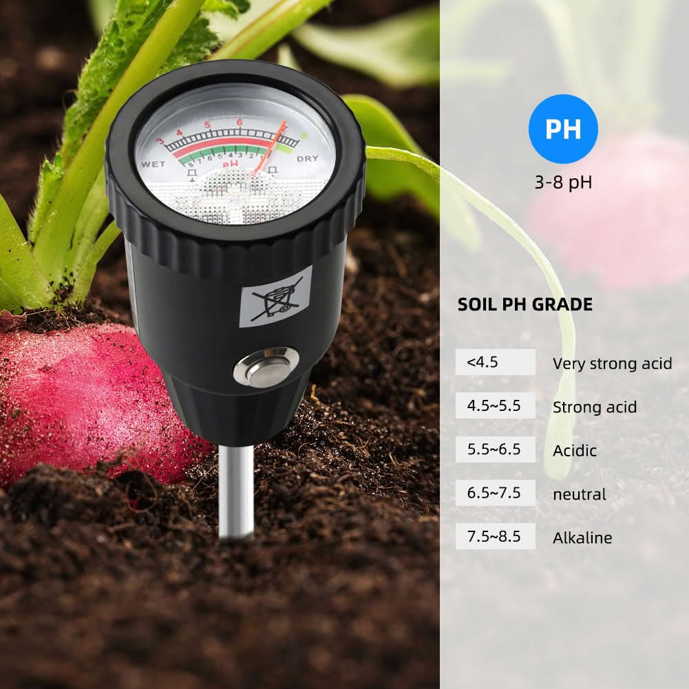 Safebros Soil PH Meter, Soil Moisture Sensor Meter, Soil PH Tester Gardening Tool Kits for Plant, Tree, Soil Tester for Moisture Great for Garden, Lawn, Farm, Indoor & Outdoor Use 295mm Length
