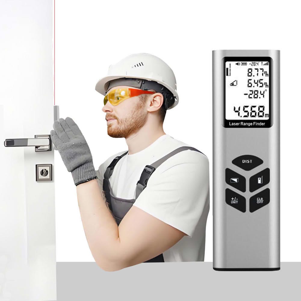 Laser Measuring Tool Rangefinder Tape - Compact Laser Measuring Tape with Electronic Level and flash USB Charging continuous/angle/area/volume/pythagorean measurement