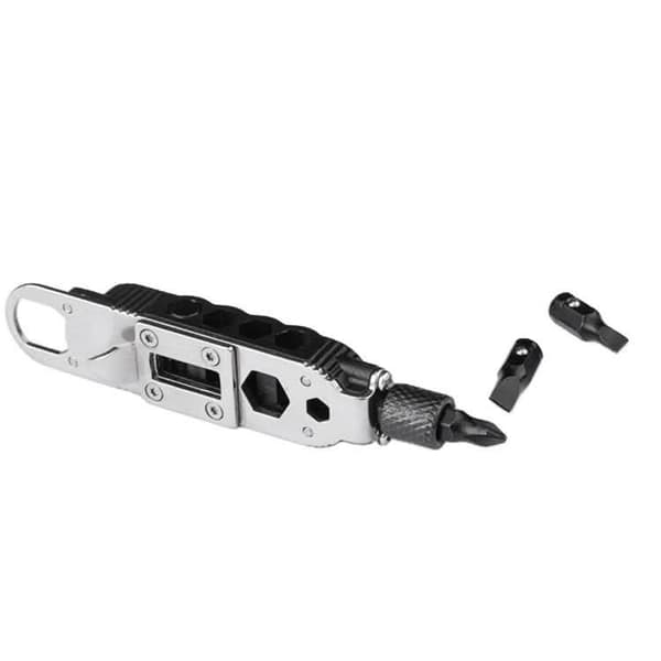 Safebros Outdoor Portable Stainless Steel EDC Tool Keychain Screwdriver LED Light Bottle Opener Carabiners for Camping