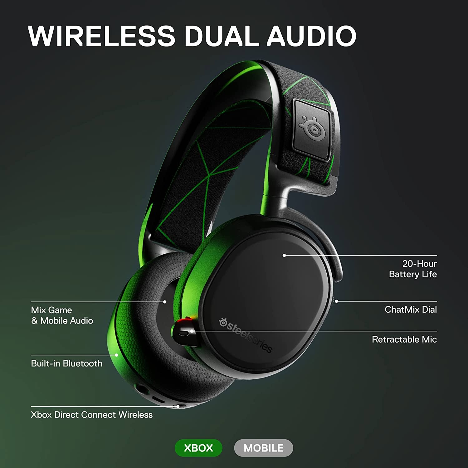 SteelSeries Arctis 9X Wireless Gaming Headset – Integrated Xbox Wireless + Bluetooth – 20+ Hour Battery Life – for Xbox One and Series X